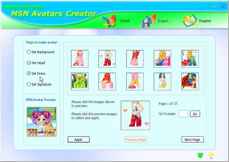 MSN Avatars Creator Screenshot